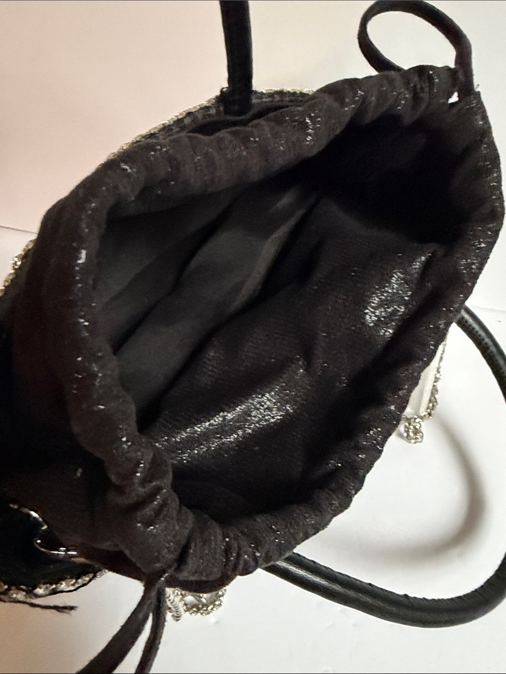 Black Rhinestone Drawstring Evening Bag - Picture 5 of 7